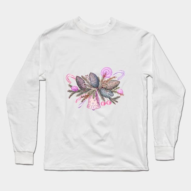 Christmas cones and candies Long Sleeve T-Shirt by Flowersforbear